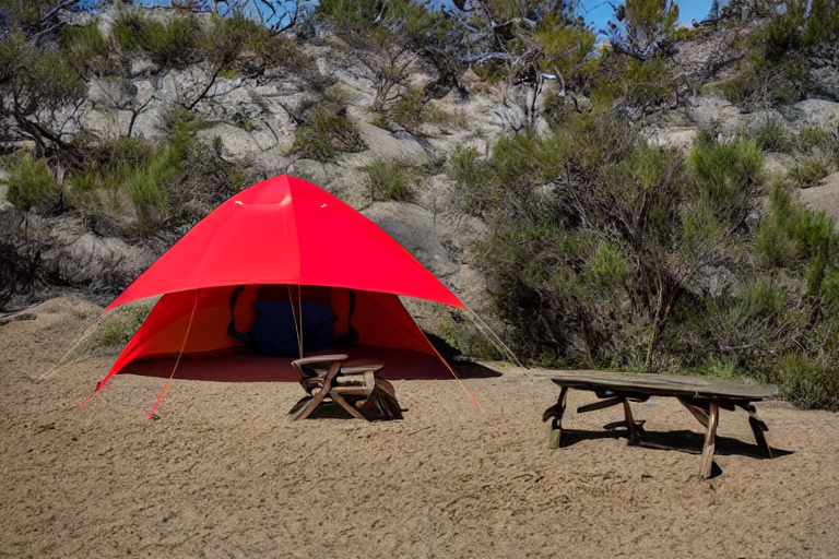 tent at campsite at a beach in california