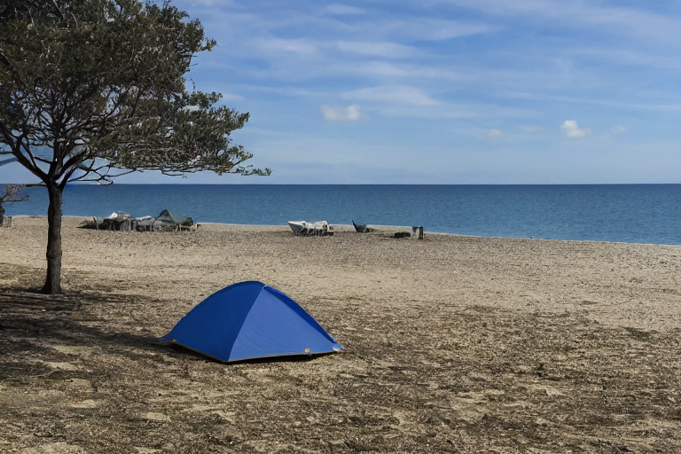 tent at campsite at the edge of the ocean
