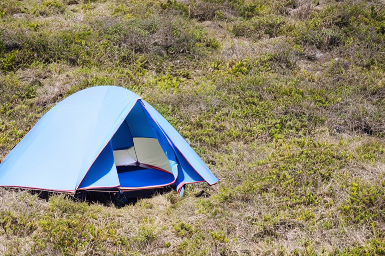 tent at campsite at the edge of the ocean