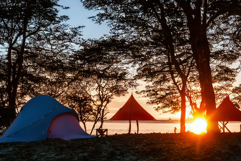 Tent at campsite at a beach in california